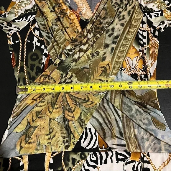 Elysee 26 Women's Artsy Layered Top Faux Wrap Western Animal Print Tiger Size M - Picture 7 of 8